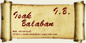 Isak Balaban vizit kartica